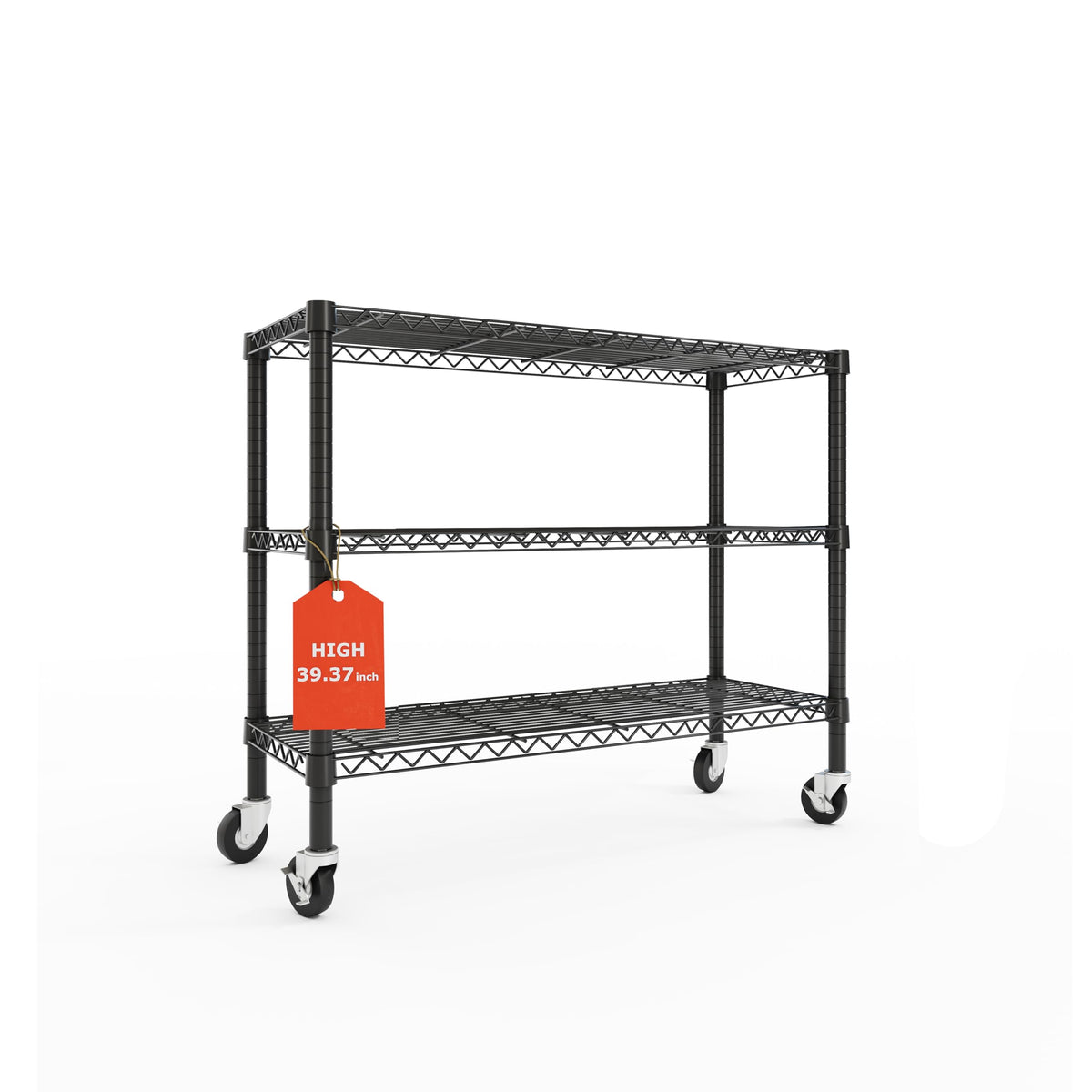 Orchidleaf 3 Tier Wire Shelving Unit with Wheels, Heavy Duty Metal Storage Shelf Rack, 36.9" W x