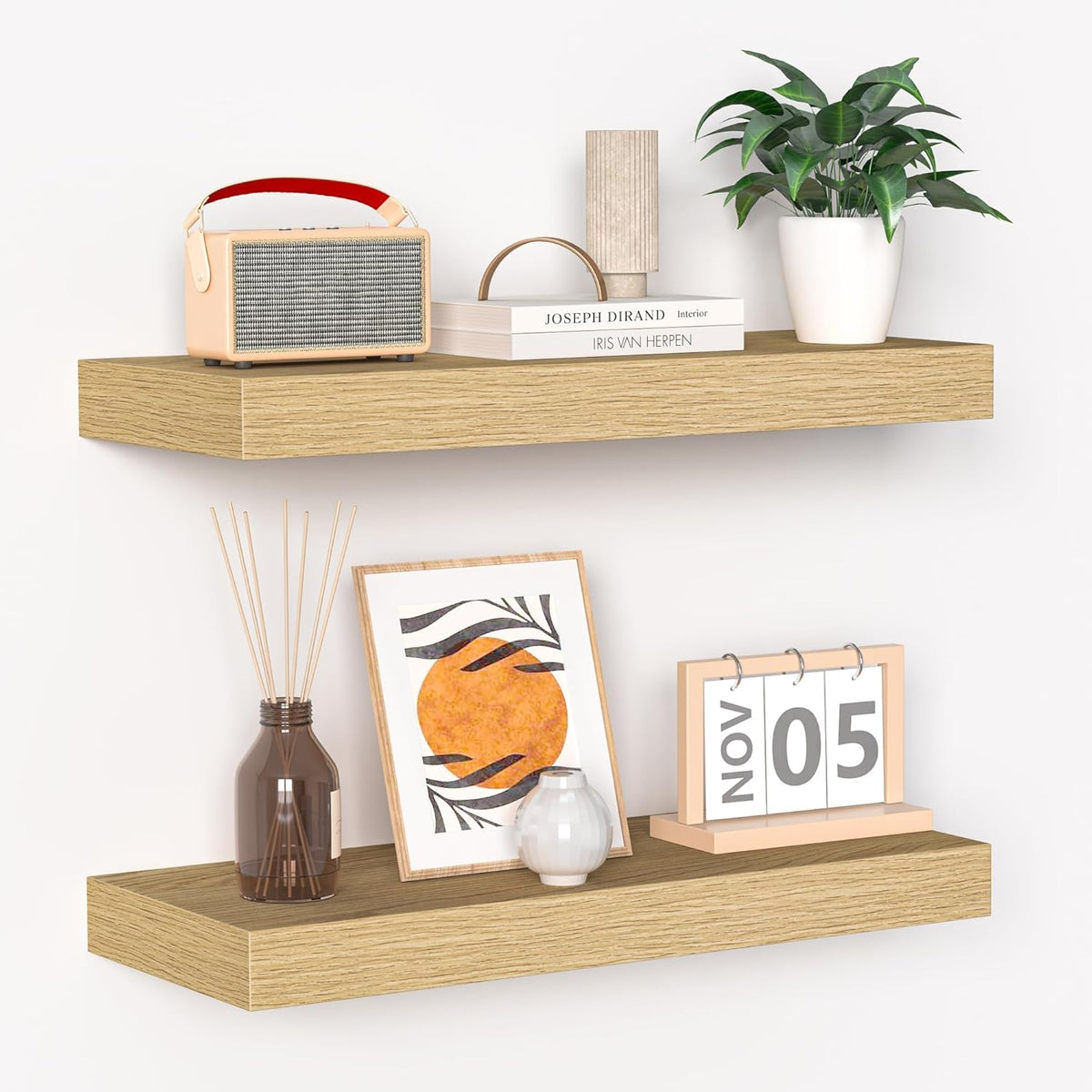 Fun Memories Floating Shelves - 16 Inch Wall Shelf for Decor & Storage - Wall Mounted Display