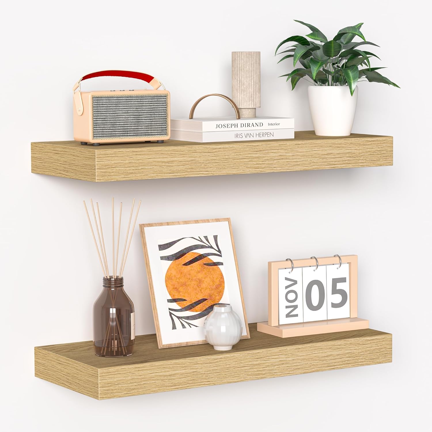 Fun Memories Floating Shelves - 16 Inch Wall Shelf for Decor & Storage - Wall Mounted Display