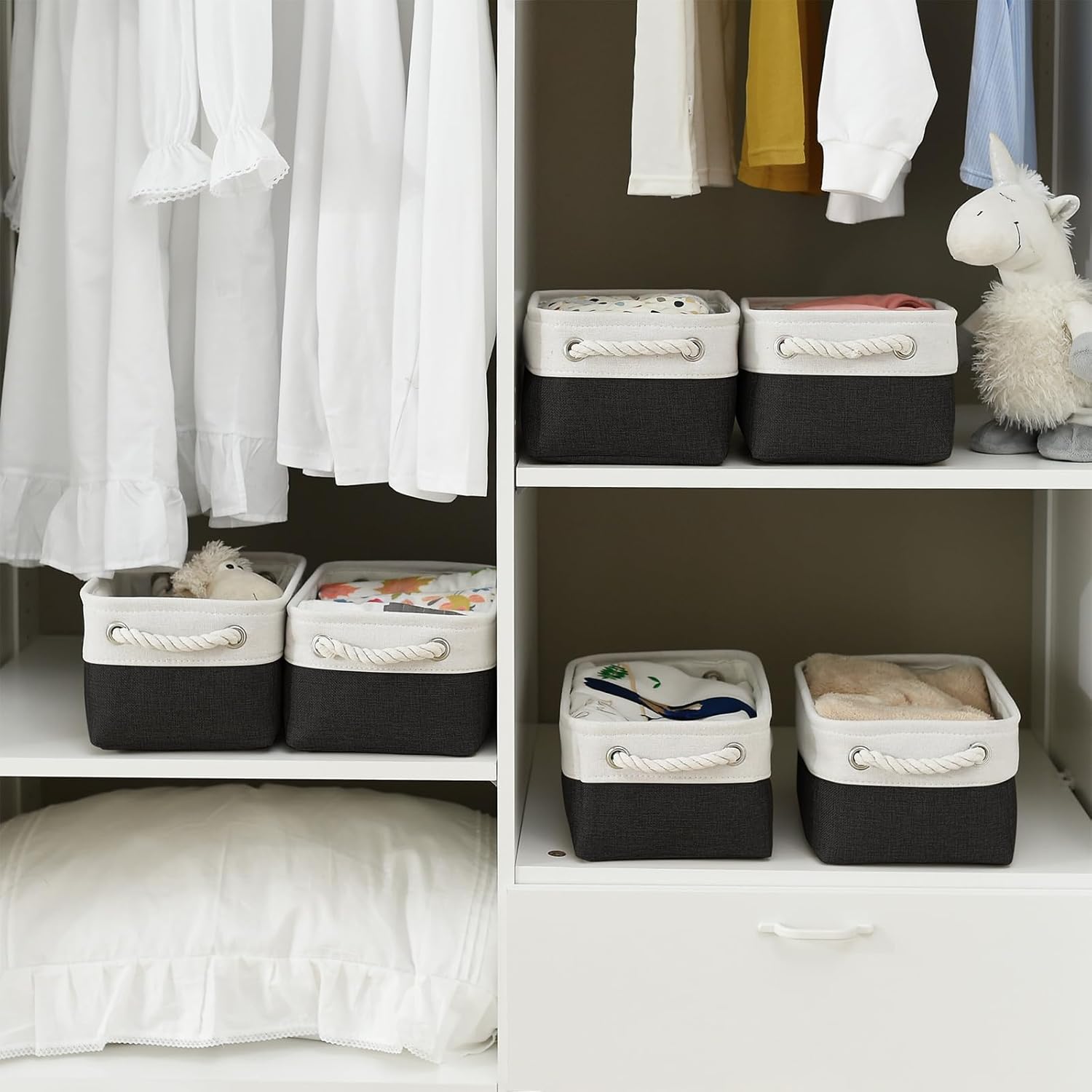 TheWarmHome Storage Bins for Shelves - 6 Pack 11.8x7.8x5.2 inch Collapsible Storage Cubes, Basket