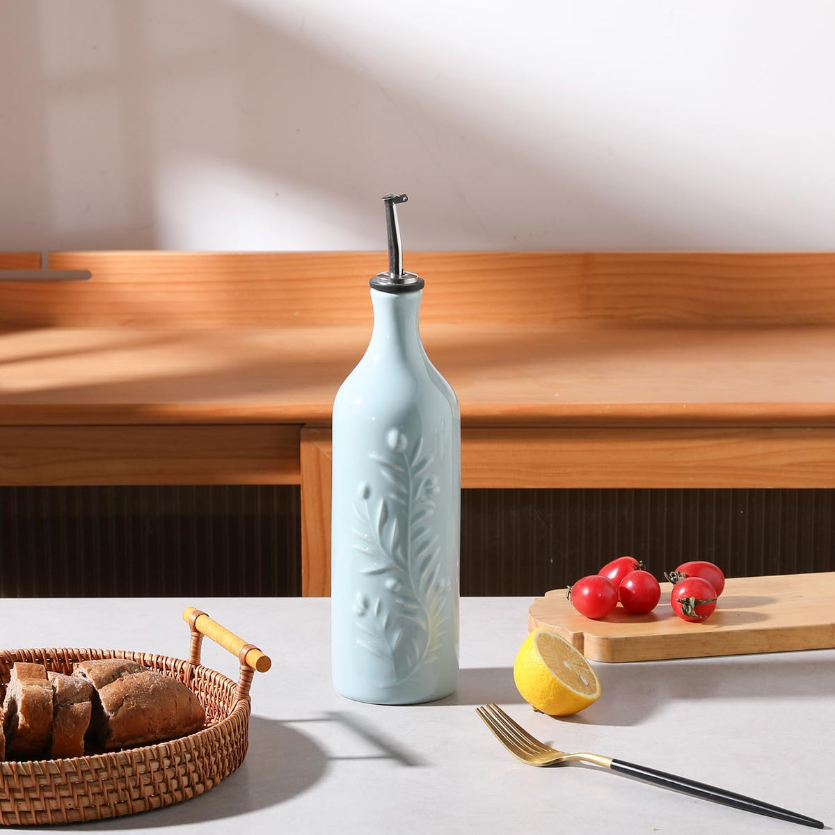 Sweejar Large Olive Oil Dispenser Bottle with Spout, 24 Oz Ceramic Oil Dispenser for Kitchen