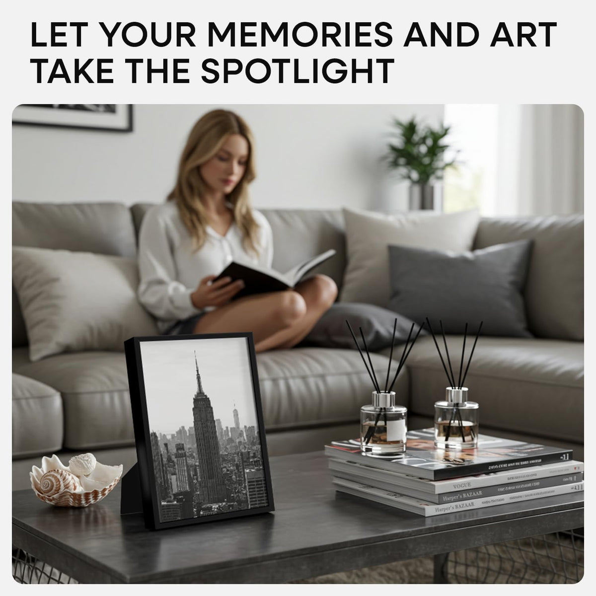 Homeforia 8x12 Picture Frame Black, High End Metal 8 x 12 Poster Frames with Mat 6 by 8 for Photo