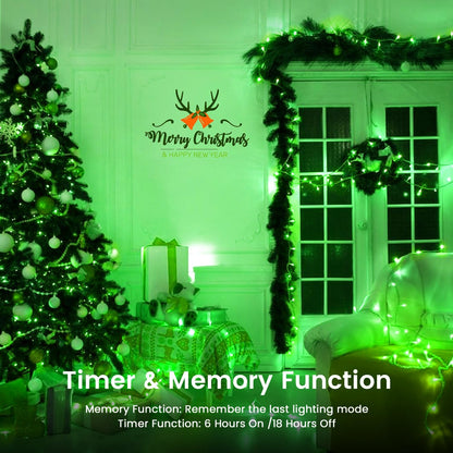 2 Pack Halloween String Lights Battery Operated with Timer, 66FT 200 LED Waterproof Battery Fairy