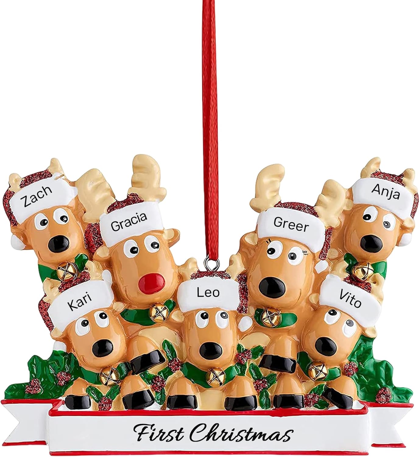 Personalized Christmas Ornaments 2025, Custom Reindeer Family Ornaments for Trees with Names