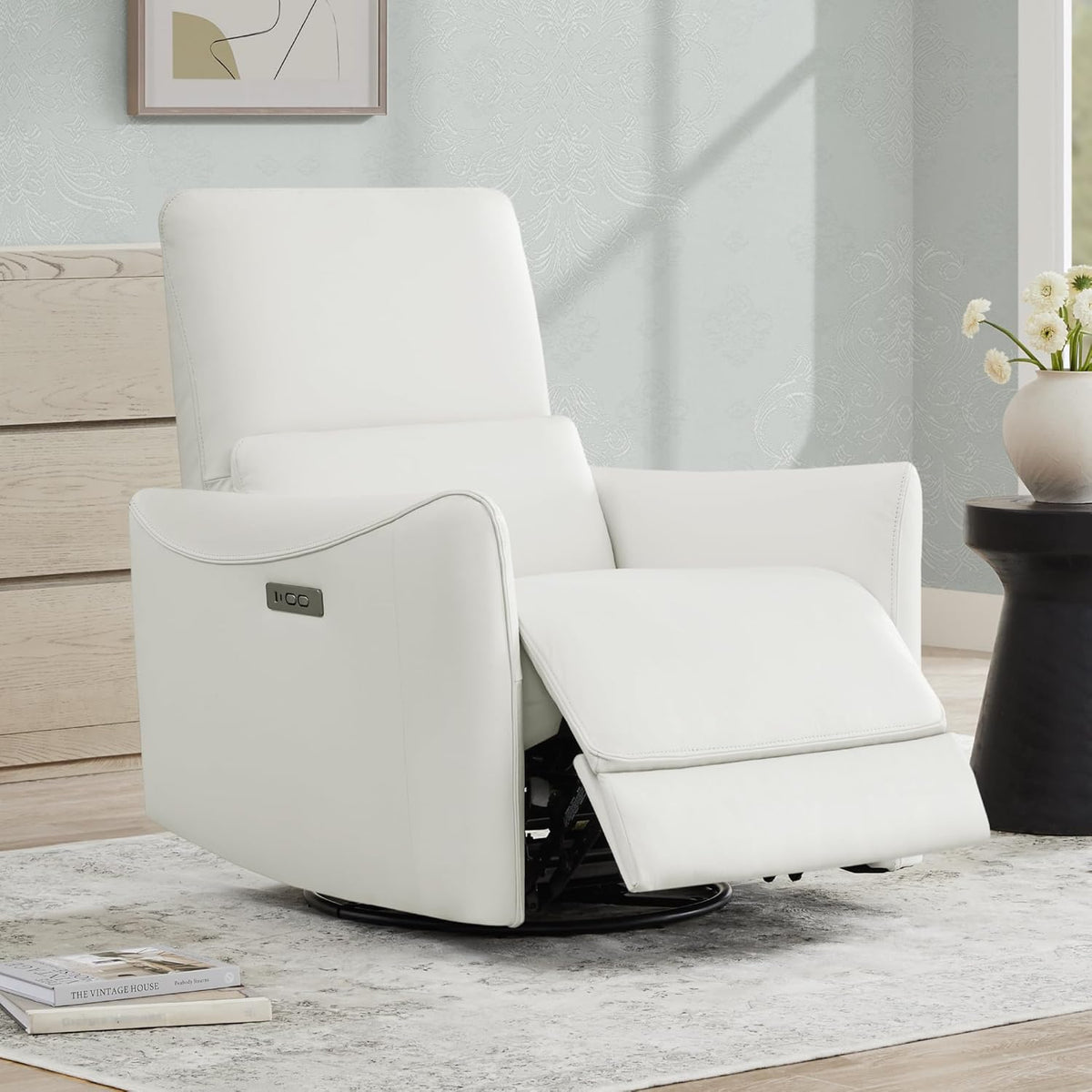 CHITA Power Recliner Chair Swivel Glider, FSC Certified Upholstered Faux Leather Living Room