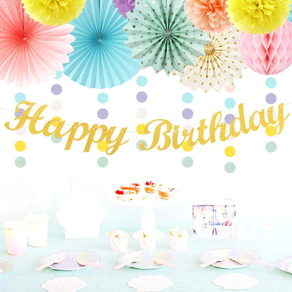 Pastel-Rainbow Classroom Girls Birthday Party-Decorations - 21pcs Happy Banner Decor, Colorful