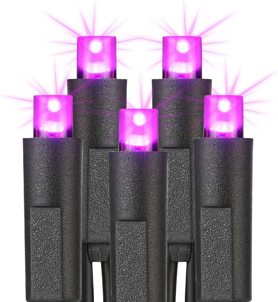 Brizled Purple Halloween Lights, 33ft 100 LED 5mm Wide Angle Halloween String Lights, 120V UL