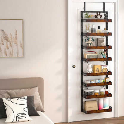 bukfen Over the Door Pantry Organizer, 8-Tier Adjustable Wooden Basket Kitchen Pantry Door