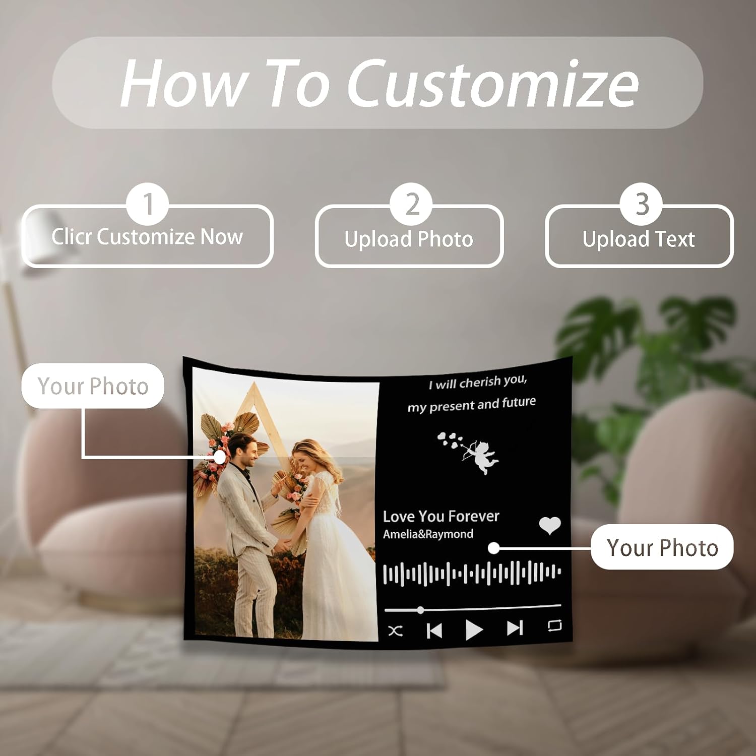 Custom Tapestry For Wall Bedroom Custom Backdrop Personalized Image Text Photo Customized Funny