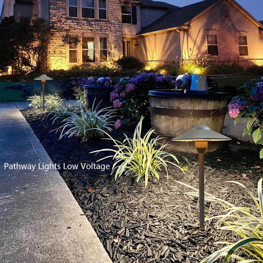 Arrownine Cast Aluminum Low Voltage Outdoor Pathway Light Walkway Landscape Path Lights Included
