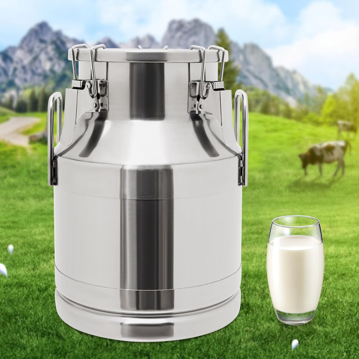 201 Food-Grade Stainless Steel Ice Bucket with Lid, 10L/2.64Gal Good Sealing Storage Canister Milk