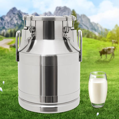 201 Food-Grade Stainless Steel Ice Bucket with Lid, 10L/2.64Gal Good Sealing Storage Canister Milk
