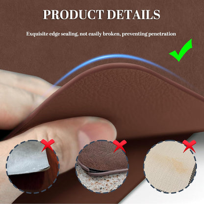 Faux Leather Placemats, Set of 4, 12''×17' Textures on Both Sides, Heat-Resistant, Waterproof and