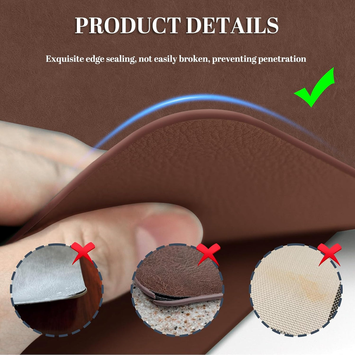 BLESWIN Faux Leather Placemats, Set of 6, 12×17 Inch -Double Side Texture Color Table Mats
