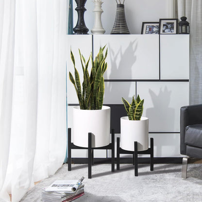 Plant Pot with Stands Set of 2, Mid Century Planters for Indoor Plants Modern Decorative Flower