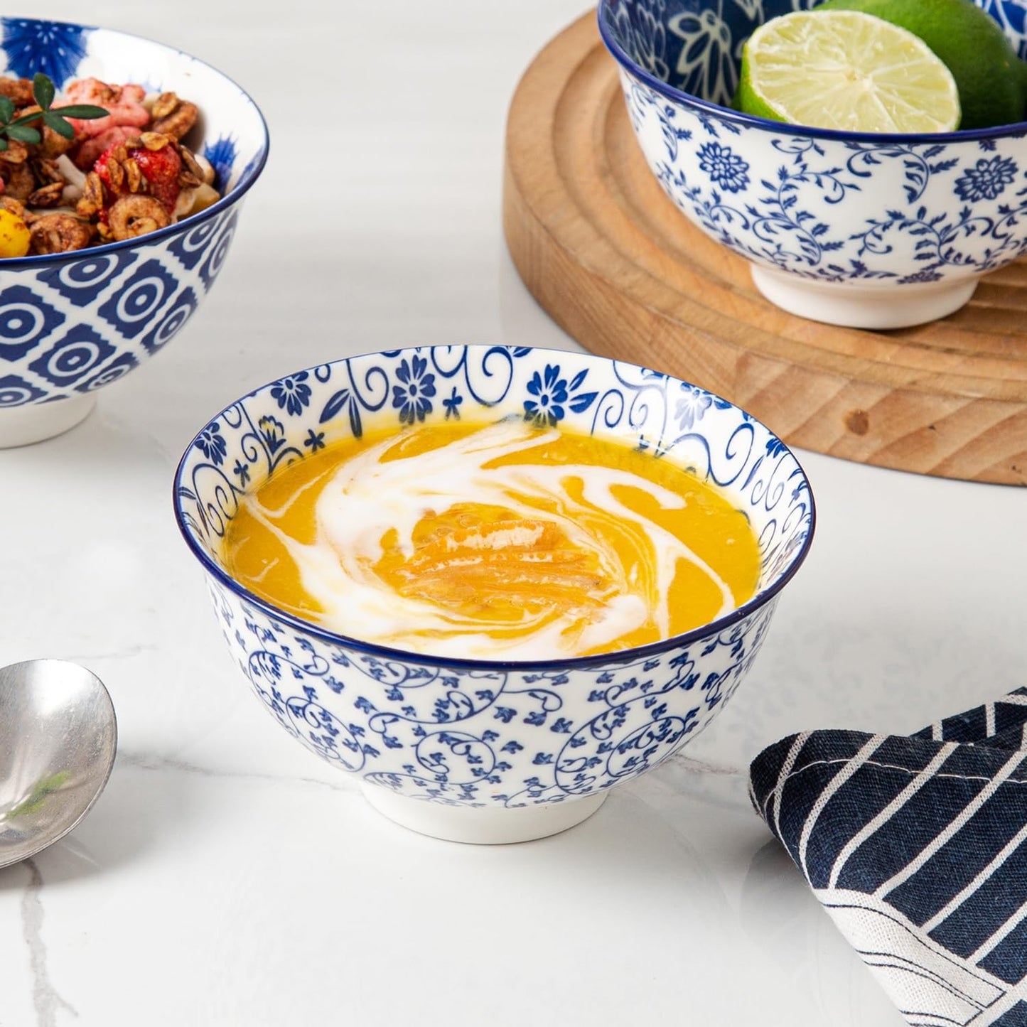 Ceramic Dessert Bowls Set - 12 Oz Small Cereal Bowls 4.75 Inch Ice Cream Bowl for Fruit, Snack