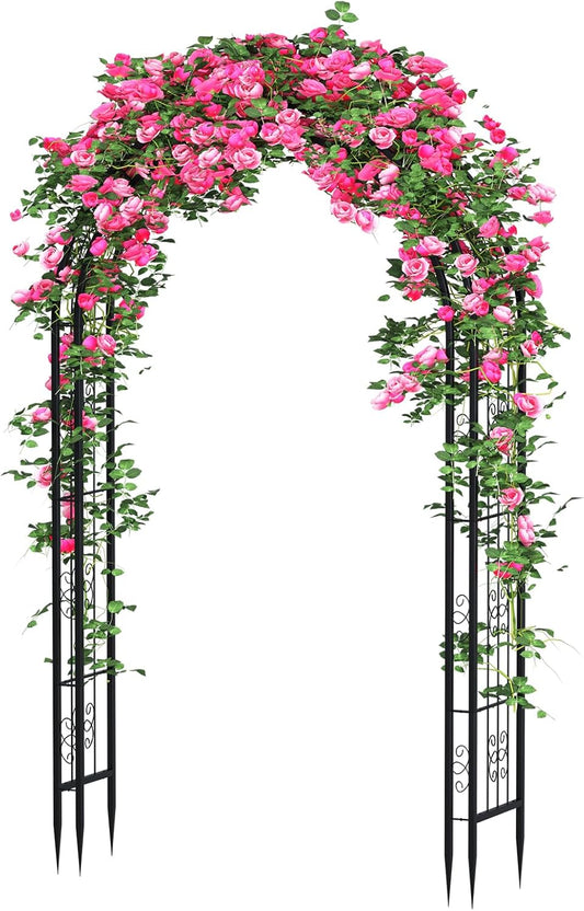 88in Steel Garden Arch Arbor Trellis for Climbing Plants Outdoor,Yard,Garden,Climbing Plants 7ft