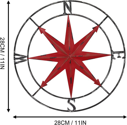 aboxoo Round Metal Compass Decorative Compass Metal Wall Art Hanging Wall Sculpture 11 Inch