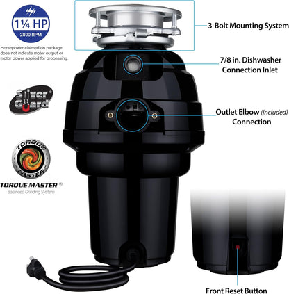 Waste Maid 10-US-WM-658-3B Garbage Disposal Anti-Jam Stainless Steel Food Waste Grinding System