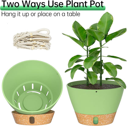ZMTECH 2 Pack 10 Inch Hanging Planters with Macrame Plant Hanger for Indoor and Outdoor Plants