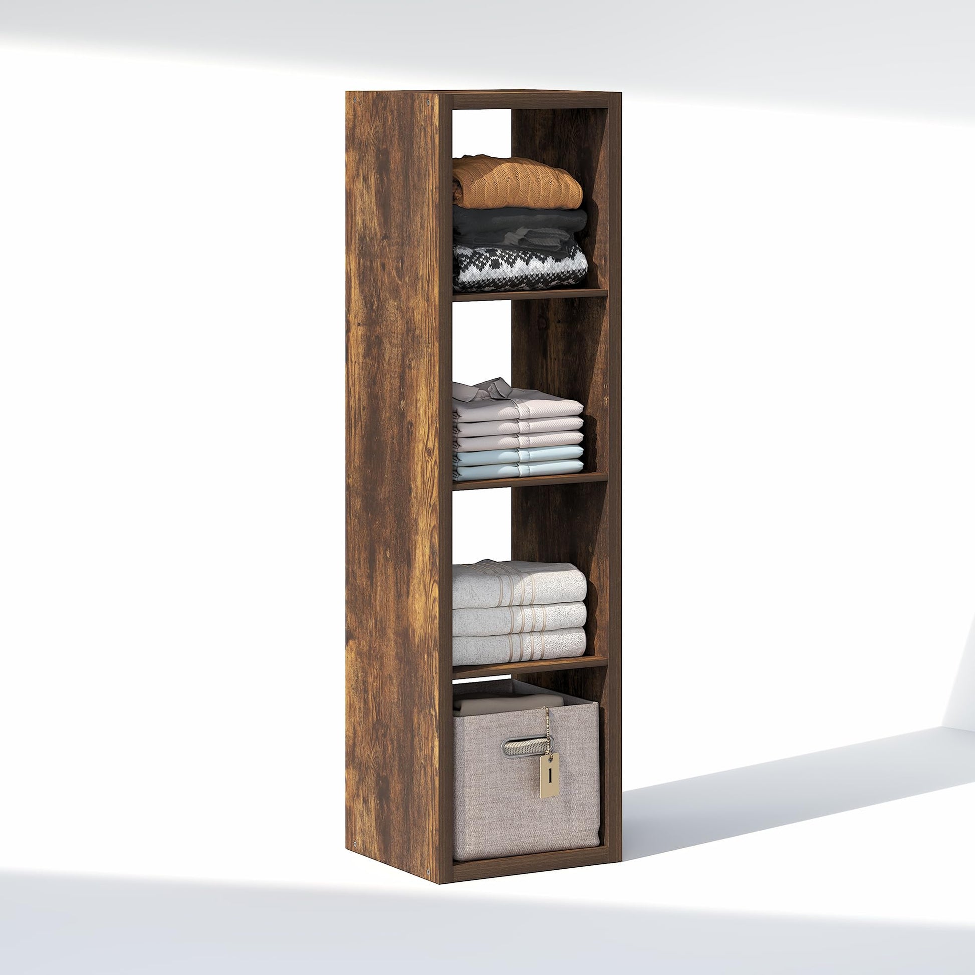 Furinno Cubic Extra Thick 4-Cube Closet Organizers and Storage, Amber Pine