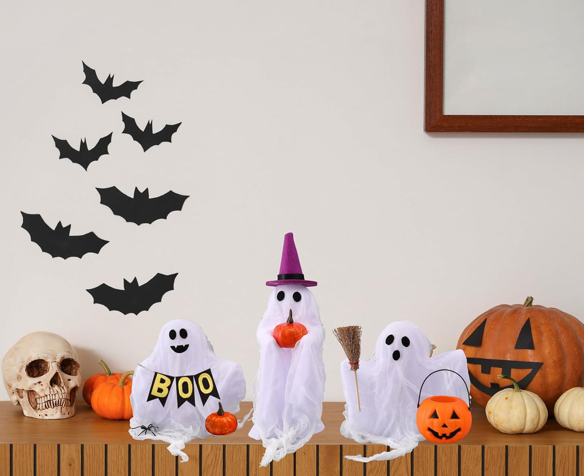 Halloween Decorations - Set of 3 Cute Spooky Ghosts Crafts - Ghost Decorations Indoor Halloween
