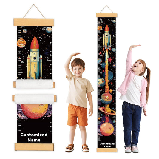 Personalized Name Growth Chart Wall Decor for Kids – Canvas Removable Height Chart Measuring Ruler