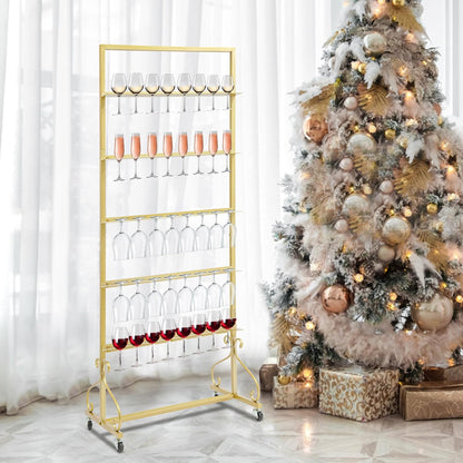 40 Slots Champagne Holder Stand for Party, Wine Glass Display Wall Holder, Stable Wine Glass