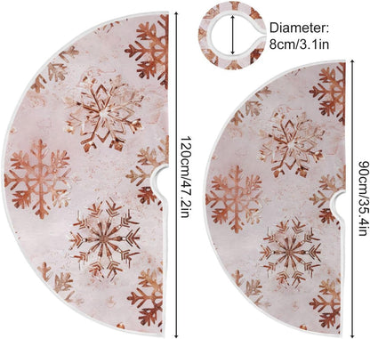 Christmas Tree Skirt, 48 Inch Rose Gold Snowflakes Pattern Xmas Tree Skirt for Christmas New Year