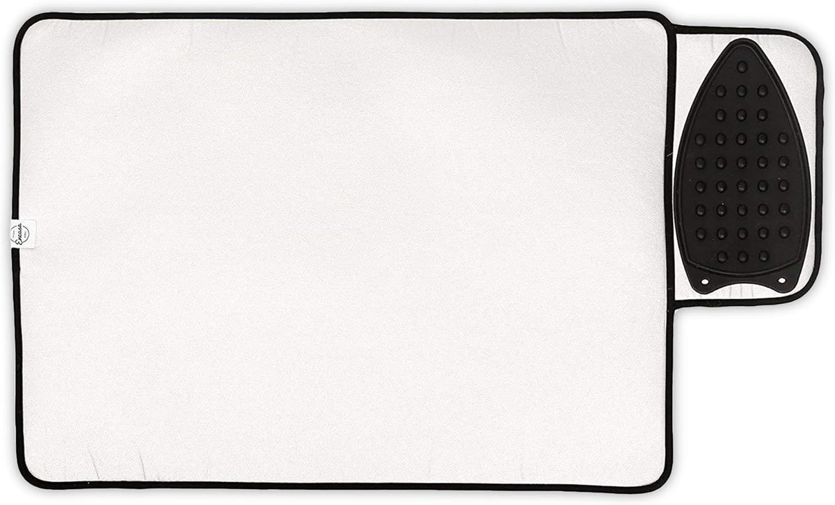 Encasa Homes Ironing Mat/Pad - Metallic Silver (Small 28"x20") with 5mm Foam Padding & Silicone
