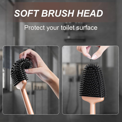 Sellemer Toilet Brush and Holder Set - Flexible Toilet Bowl Brush Head with Silicone Bristles