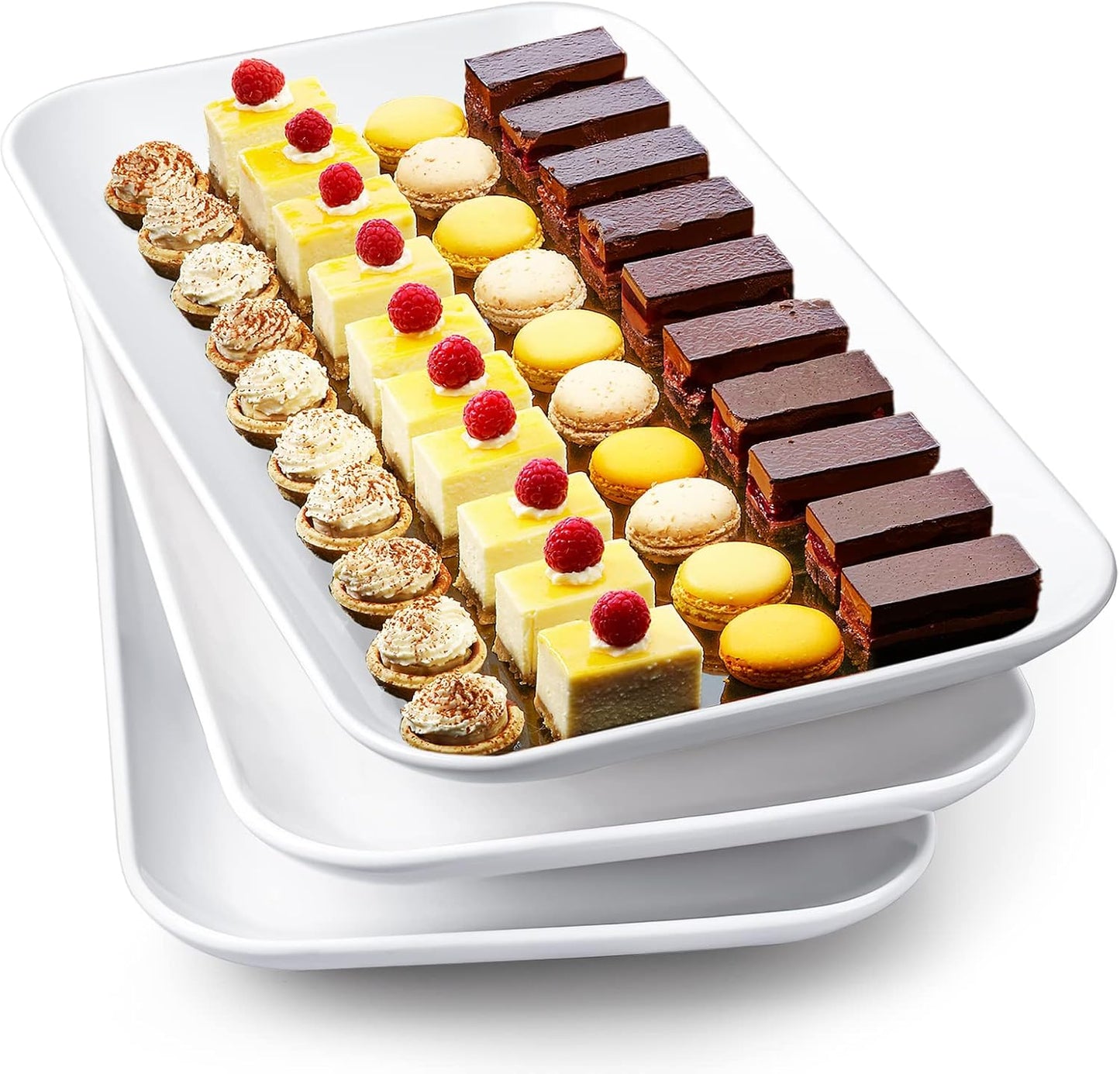 Delling 16 inch Serving Platter Set, White Porcelain Platters for Serving Food, Large Serving Trays
