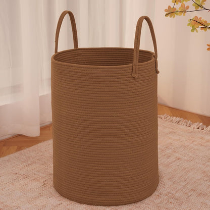 Large Woven Laundry Basket Hamper,80L Cotton Rope Storage Bin for Blankets,Toys and