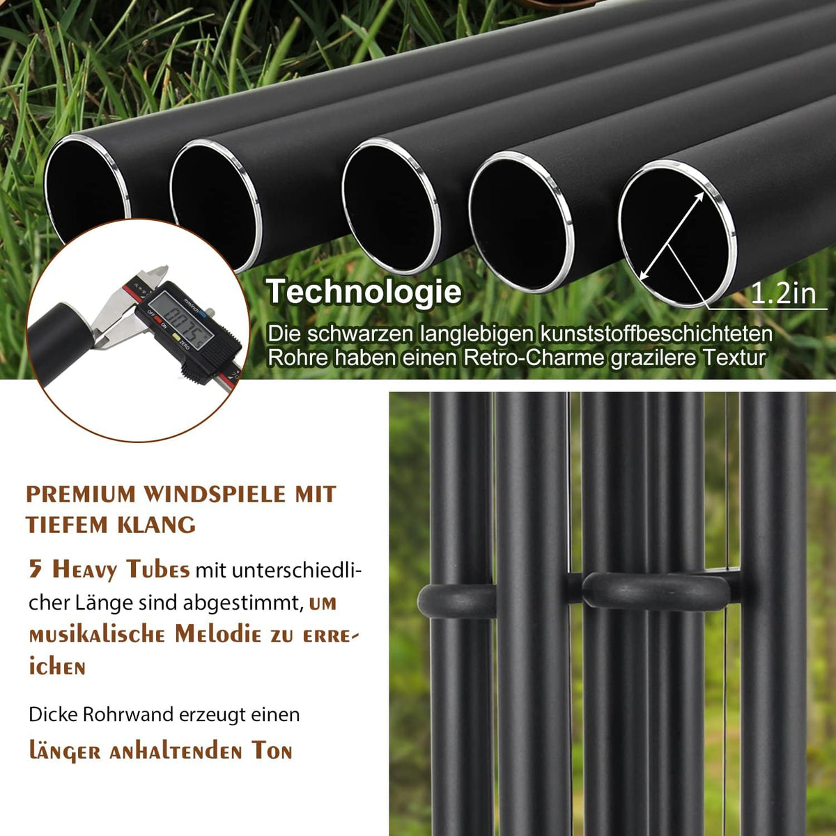 ASTARIN Large Wind Chimes Outdoor 48 Inch Sympathy Wind Chime with 5 Heavy Aluminum Tubes Tuned