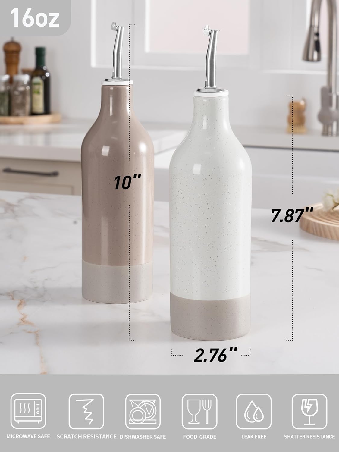 famiware Milkyway 16oz Ceramic Olive Oil Dispenser Bottle, Olive Oil and Vinegar Dispenser Bottle