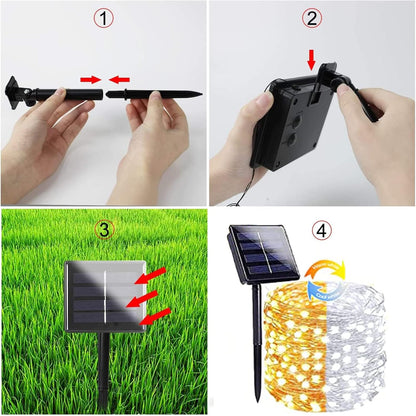(Warm White ⇋ Cool White) Solar Christmas String Lights Outdoor, 2-Pack Total 80FT 200 LED Solar