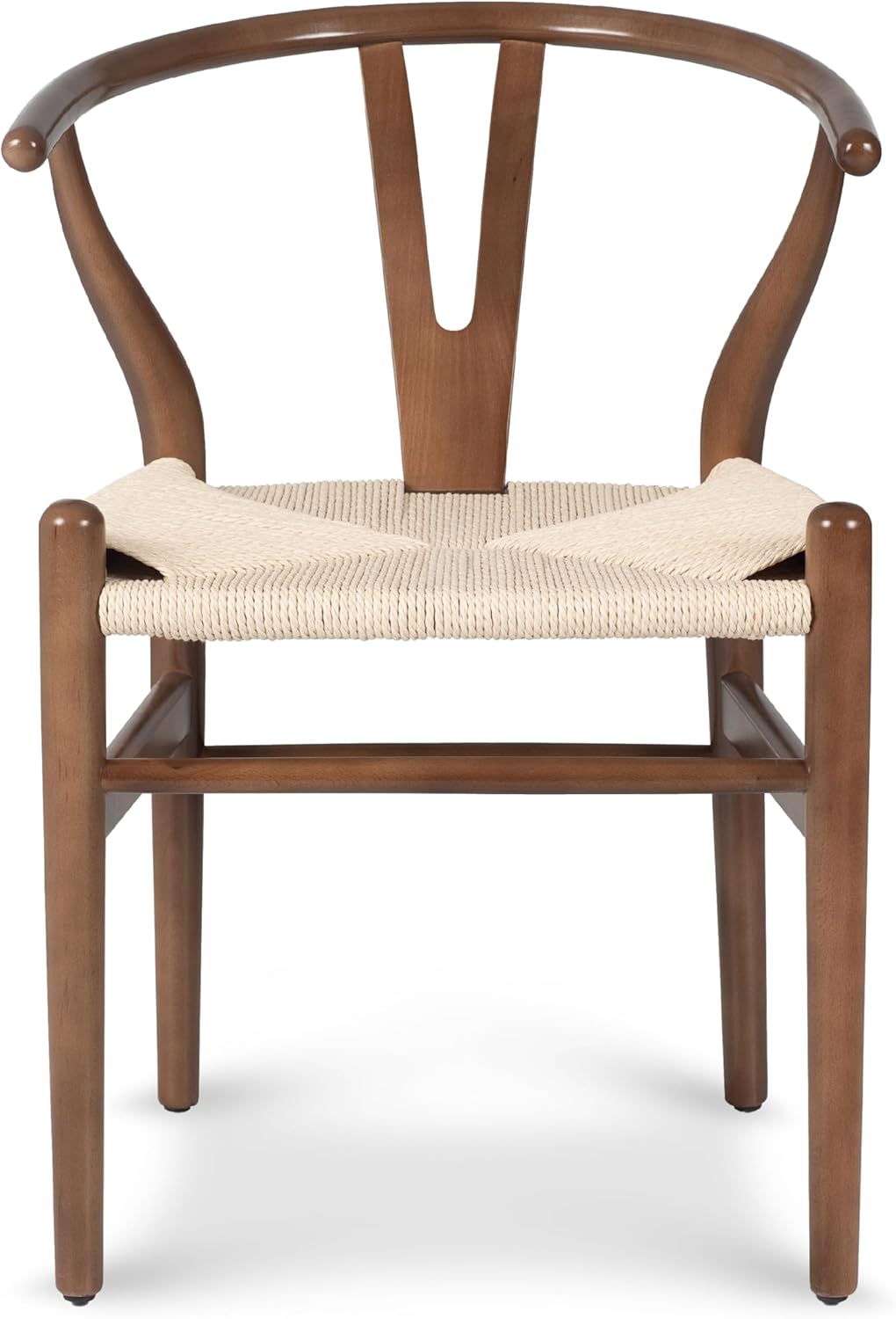POLY & BARK Weave Dining Chair – Mid-Century Modern Wishbone Dining Chair with Arms, Solid Wood