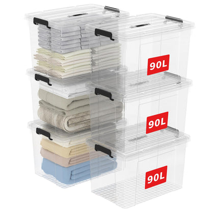 Cetomo Lidded Storage Bin with Handle, Storage Bins with Lid, Organizing Container with Secure