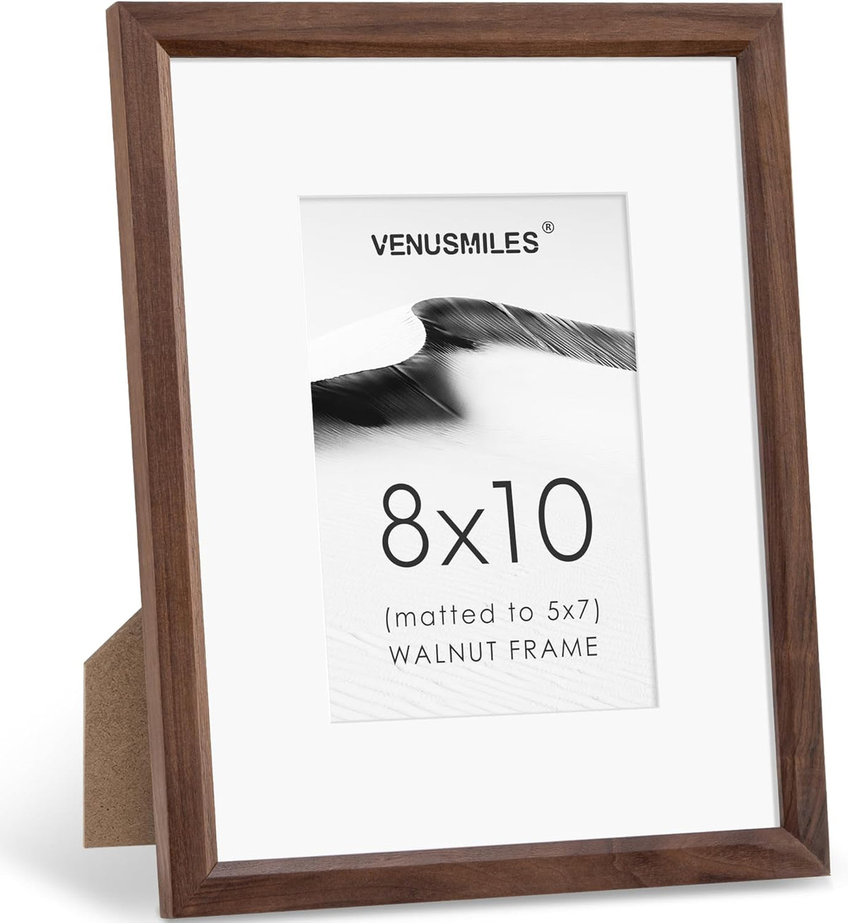 8x10 Picture Frame Natural Solid Walnut Photo Frames with 5x7 Removable Mat Wall Hanging Large