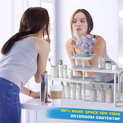 JayRex Bathroom Organizer Countertop Corner Shelf, 3 Tier Moveable Organizer for Make Up, Dresser