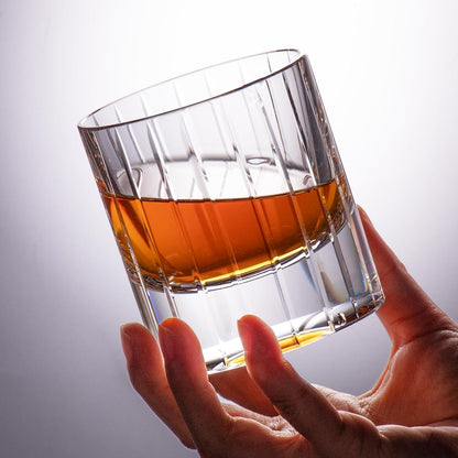 KAMMAK Crystal Whiskey Glasses Set of 2, Handcrafted 6.43oz Old Fashioned Glasses Stemless, Luxury
