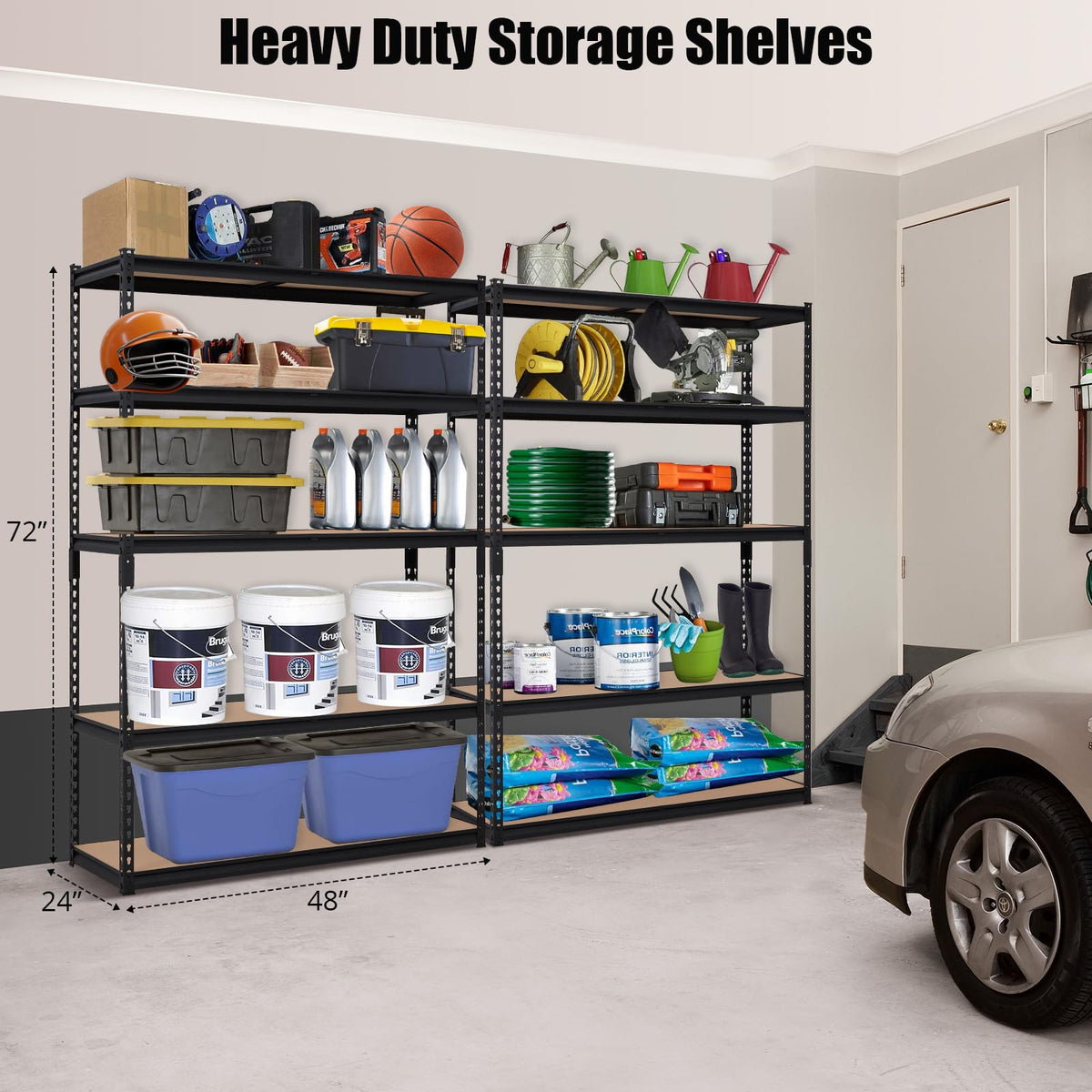 Towallmark Garage Shelving, 48 x24 x 72 Storage Shelves, Heavy Duty Storage Shelving, Durable