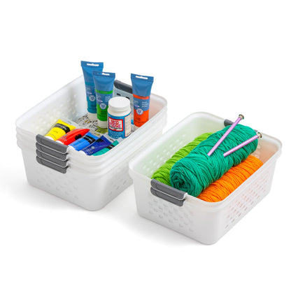 IRIS USA 6-Pack, Small Plastic Storage Basket, White