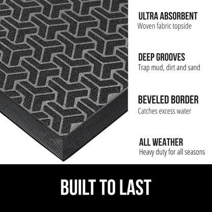 GORILLA GRIP 100% Waterproof All-Season WeatherMax Doormat, 47x35, US Designed Natural Rubber