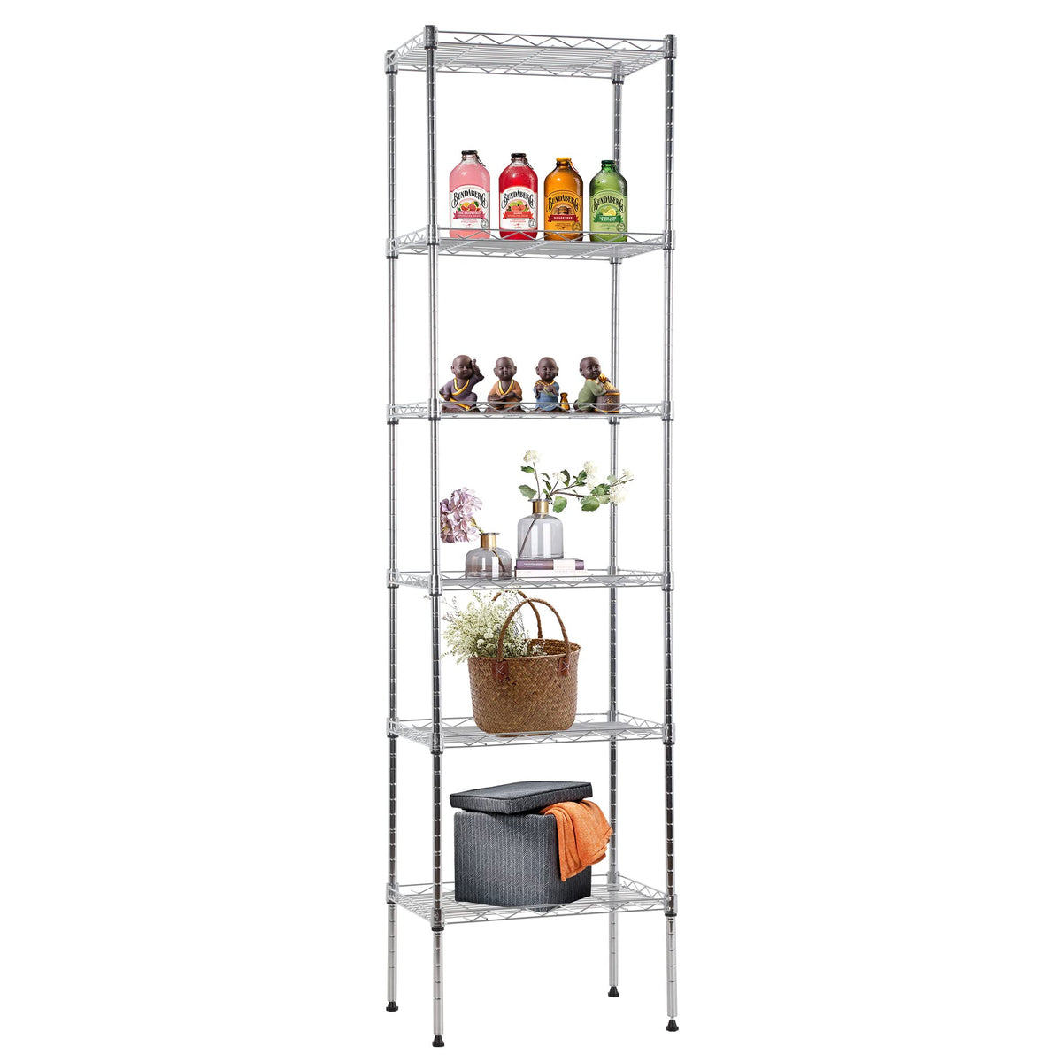FDW 6 Tier Wire Shelving 17L x 12W x 64H Pantry Shelves Storage Rack Shelving Units Adjustable