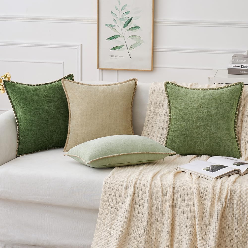 MIULEE Pack of 2 Couch Throw Pillow Covers 26x26 Inch Beige Farmhouse Decorative Pillow Covers with