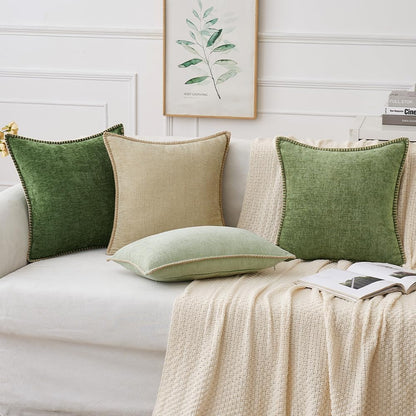 MIULEE Pack of 2 Couch Throw Pillow Covers 24x24 Inch Beige Farmhouse Decorative Pillow Covers with