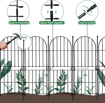 Decorative Garden Fence 31in (H) x10ft (L), 10 Pack No Dig Fence Animal Barrier for Dog, Arched