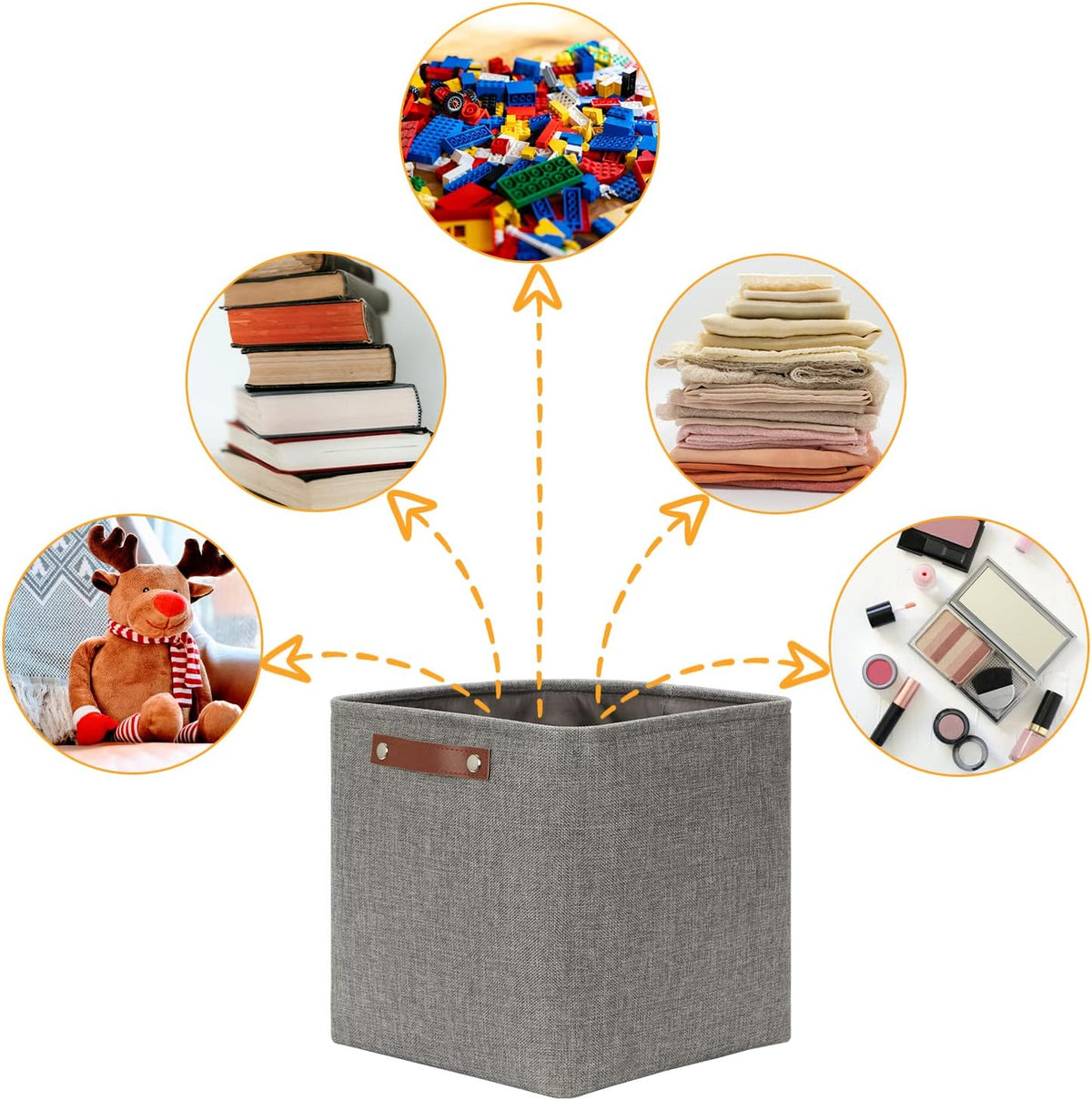 DULLEMELO 12 inch Cube Storage Bins, Large Collapsible Grey Storage Baskets for Square Cubes