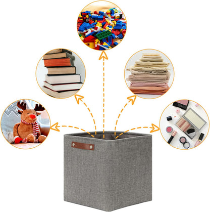 DULLEMELO 12 inch Cube Storage Bins, Large Collapsible Grey Storage Baskets for Square Cubes